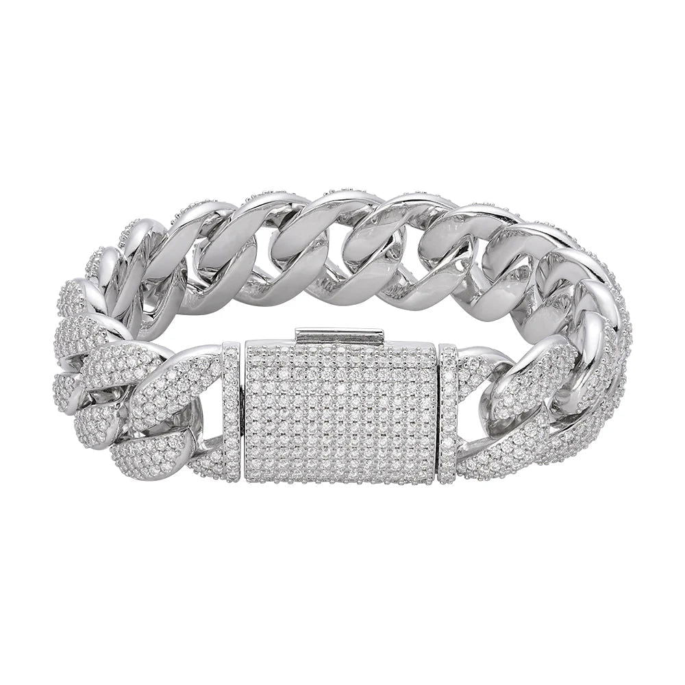 20mm MOISSANITE Miami Cuban Link Bracelet 925 Silver Icy Custom 8 Inch - Master of Bling